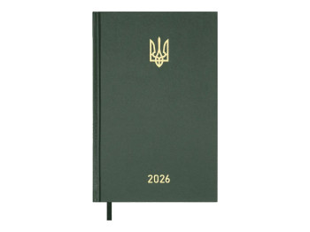 Ежедневник датированный на 2026 год, A5, 320 листов, твердый бумвиниловый переплет, зеленый