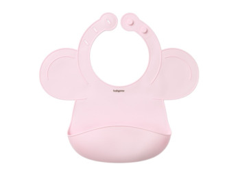 Слюнявчик силиконовый, розовый, 30x28 см, силикон, от 6 мес, 1589/05, BabyOno