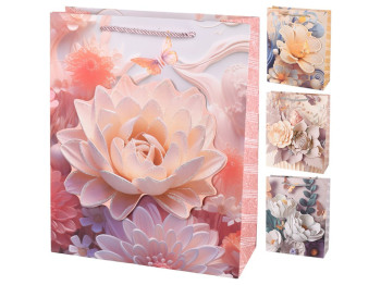 Пакет подарочный бумажный S "Flowers 3D" 18х24х8.5см, R34729-S