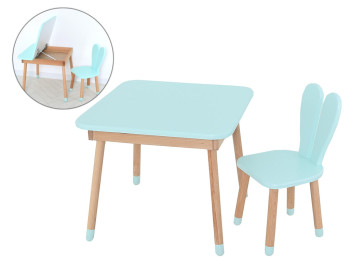 Детский стол 04-025B-DESK со стулом, зайчик, бирюзовый