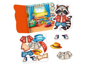 Гра з липучками Енотик, Vladi Toys, набір одягу та фон для перевдягання