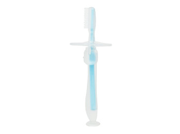 Силіконова зубна щітка з обмежувачем блакитний. MegaZayka 0707