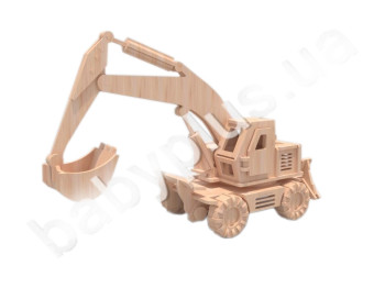 Деревяный 3D Конструктор Экскаватор, ZIRKA