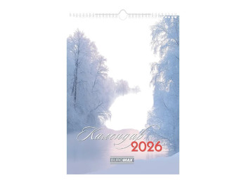 Календар настінний Buromax Seasons landscape 2026, А3, на 1 пружину