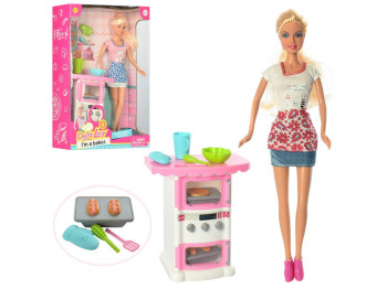 Кукла с кухней Defa Lucy 8421, 29 см, кухонный модуль и аксессуары