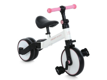 Дитячий велосипед-біговел MBB 1008 white pink, трансформер  3в1, Profi Kids