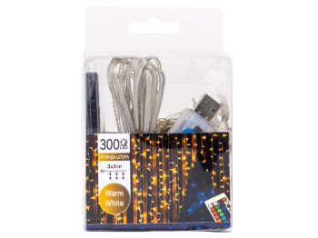 Гирлянда-штора 300LED желтая от USB 3х3м, 9133-025