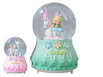 Декоративный снежный шар Lucky 8,5×12,5×8,5 см, свет, музыка, 2 вида (цена за 1шт)