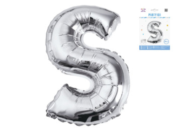 Шар фольгированная буква S Party Go, 40 см, серебряный