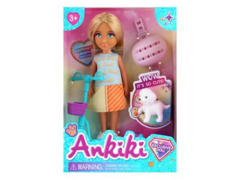 Кукла Anliki с самокатом, шлемом и собачкой, 13 см