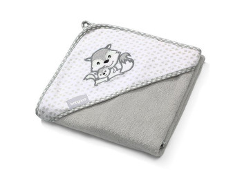Полотенце бамбуковое с капюшоном серый Белочка 100х100 см. BabyOno 346/03