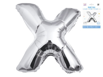 Шар фольгированная буква X Party Go, 40 см, серебряная