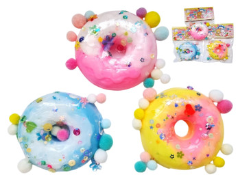Іграшка антистрес Squishy пончик 10 см, м’який та тягнеться, з кульками, мікс видів (ціна за 1шт)