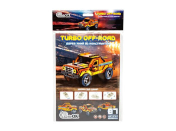 Дерев’яний 3D конструктор TURBO Off-Road, 65×52×120 мм, 87 деталей, PuzzleOk