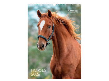 Календарь настенный А3 на 2026 год, Horses, Axent.