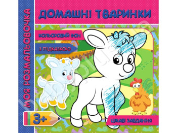 Моя раскраска с цветным фоном, подсказками и интересными задачами, Домашние животные, Jumbi
