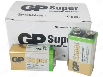 Батарейка алкалінова GP Super Alkaline 1604A, 6LR61, 6LF22, MN1604 9V (ціна за 1шт) 4891199006500