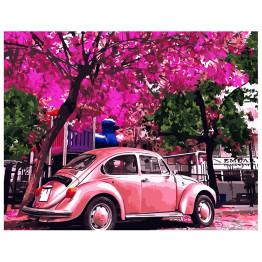 Набор для росписи по номерам Розовый Volkswagen Beetle 40х50 см, Strateg