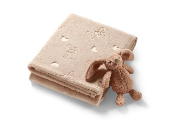 Одеяло мягкое бежевое с зайкой, BabyOno 1567/02