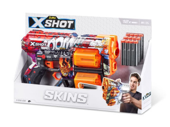 Швидкострільний бластер іграшковий X-SHOT Skins Dread Boom 12 патронів. Zuru 36517A