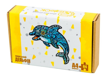 Фигурный деревянный пазл Морской дельфин A4 в картонной упаковке, PuzzleOK