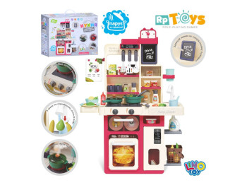 Кухня WD-825A, с мойкой и плитой, звук, посуда, продукты, эффект пара, 63 предмета, Limo Toy
