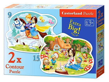 Пазли Білосніжка і сім гномів 2хContour, 9, 15 елементів, Castorland
