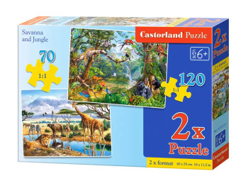 Пазлы Сафари, джунгли, 2х Puzzle, 70, 135 элементов, Castorland B-021031
