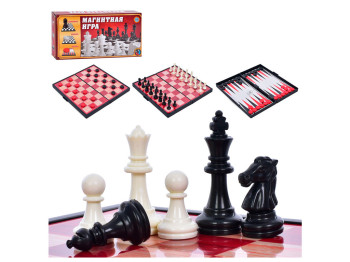 Настольная игра магнитные шахматы шашки нарды 9831N, 24.5 см