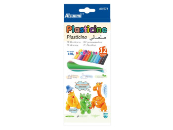 Пластилін флуоресцентний 12 кольорів Plasticine, 180 г, неонові кольори