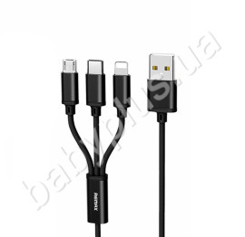 Кабель RC-131th USB Type-C + microUSB + Apple Lightning. Remax Black