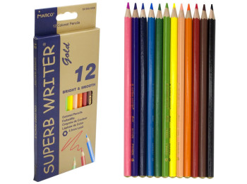 Набор цветных карандашей 12 цветов Superb Writer Gold. Marco E4100G-12CB