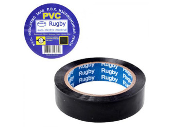 Изолента ПВХ Rugby черная 20 метров, RUGBY 20m black