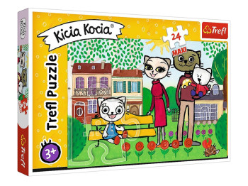 Пазлы Веселье котика Кошка стена, 24 элемента МАХИ, Trefl