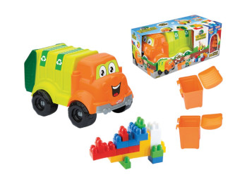 Игрушка мусоровоз с конструктором и контейнерами, 30 деталей