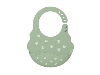 Нагрудник мягкий с регулируемой застежкой хаки Следы. BabyOno 829-06