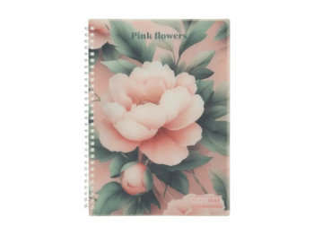 Тетрадь в клетку на пружине, 80 листов, формат B5, кремовая бумага, дизайн Pink Flower