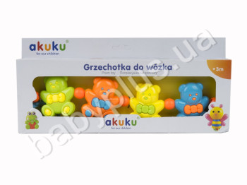 Погремушка на коляску, растяжка, Мишки, в кор-ке