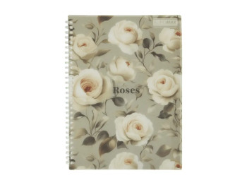 Тетрадь в клетку на пружине, 80 листов, формат B5, кремовая бумага, дизайн Roses