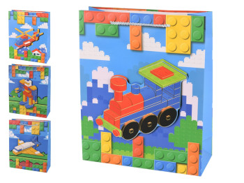 Пакет подарунковий паперовий Constructor 3D, 30×41.5×12 см, мікс видів