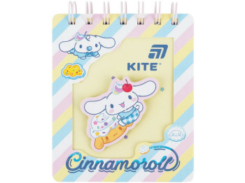 Блокнот на подвійній кольоровій спіралі Cinnamoroll, 105×125 мм, 80 аркушів, клітинка, Kite