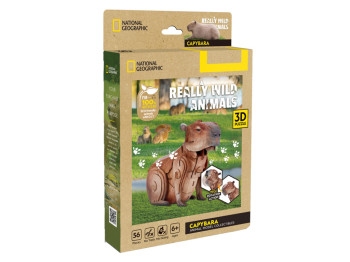 3D пазл конструктор Capybara National Geographic, 16 см, об'ємна модель, Cubic Fun
