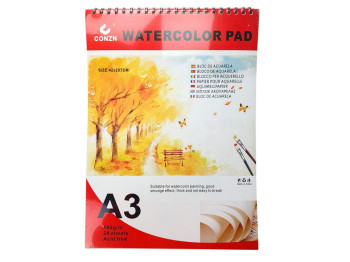 Блокнот для акварелі А3 24 аркуша. CONZN REF-08937