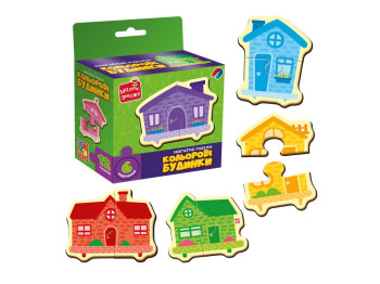 Гра розвиваюча магнітні пазли Кольорові будинки, Vladi Toys, VT1733-03