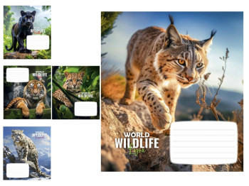Зошит у клітинку Wildlife, 12 аркушів, ВД-лак, Школярик 012-3679K (ціна за 1шт)