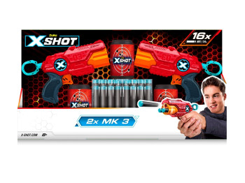 Набор быстрострельных игрушечных бластеров X-Shot Red EXCEL MK 3 Double. Zuru 36432R