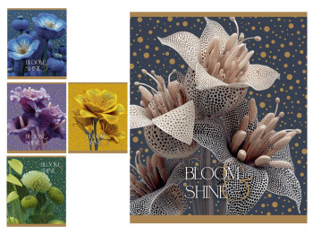 Тетрадь общая Magic Flowers, 48 листов, в линию, глиттер, 5 видов (цена за 1шт), Школярик