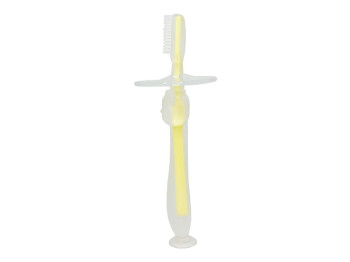 Силіконова зубна щітка з обмежувачем жовтий. MegaZayka 0707