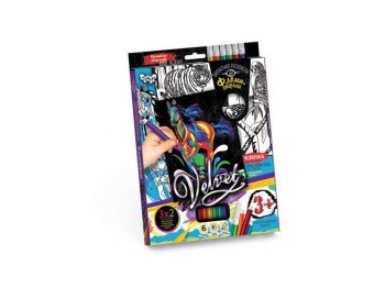 Творчий набір „Оксамитова розмальовка VELVET”, з фломастерами, від 3 років, Danko Toys