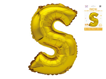 Шар фольгированная буква S Party Go, 40 см, золотой